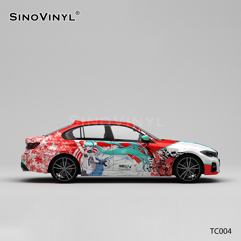 TC004 Red Car Sticker Cartoon Hatsune Miku Vinyl Removable Auto Sticker