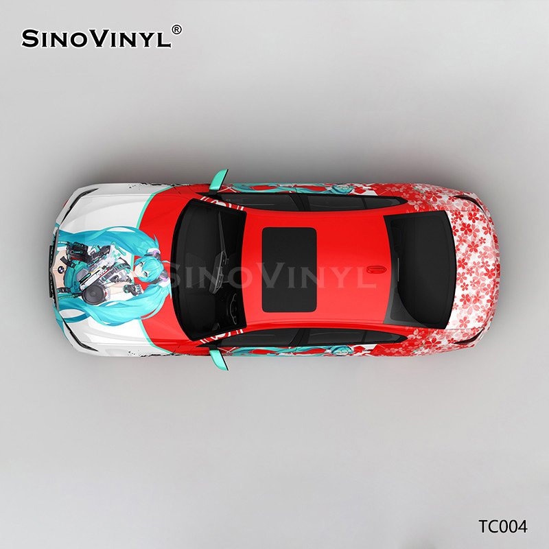 TC004 Red Car Sticker Cartoon Hatsune Miku Vinyl Removable Auto Sticker