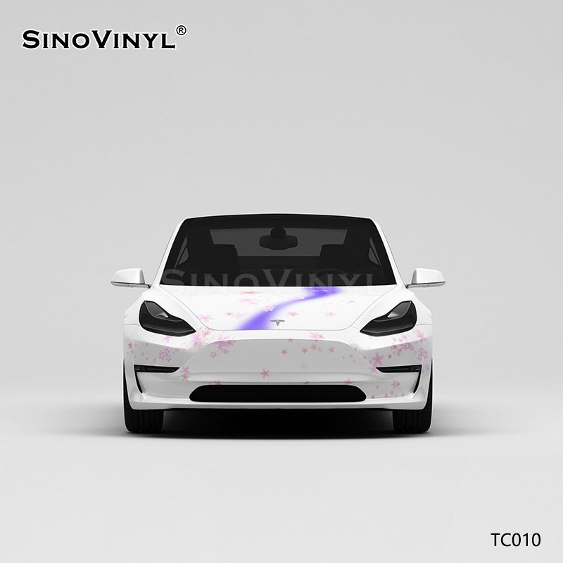 TC010 Japanese Cherry Blossom Gradient Painting Customized Vinyl Sticker Paper