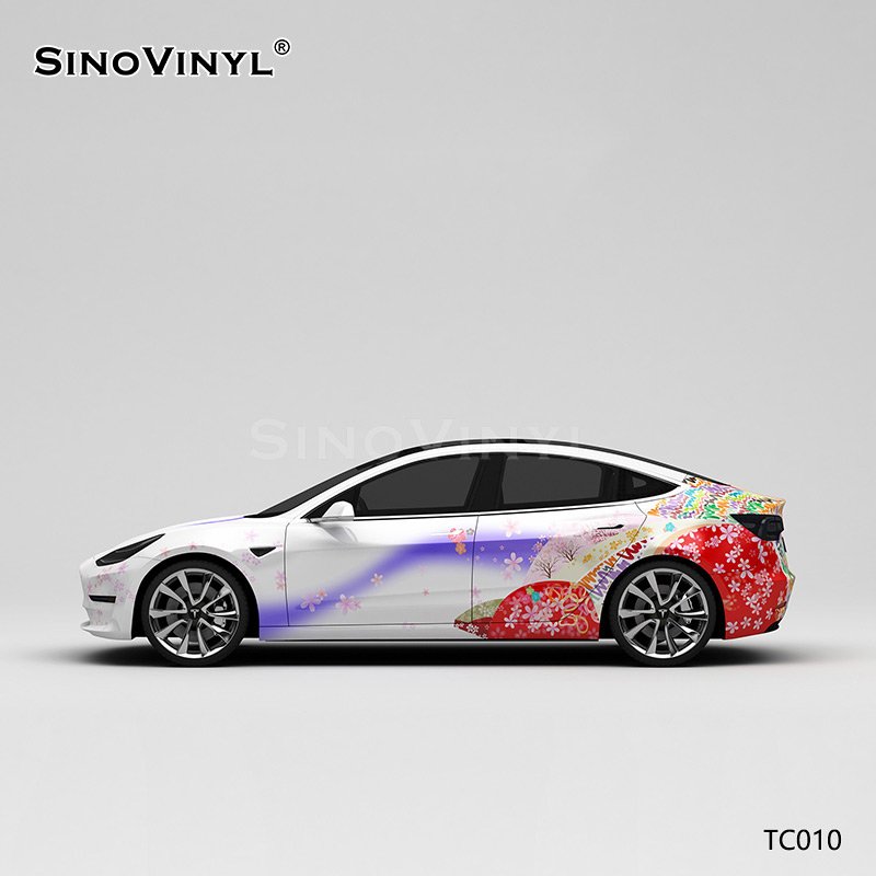 TC010 Japanese Cherry Blossom Gradient Painting Customized Vinyl Sticker Paper