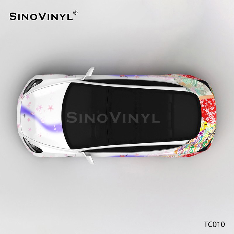 TC010 Japanese Cherry Blossom Gradient Painting Customized Vinyl Sticker Paper