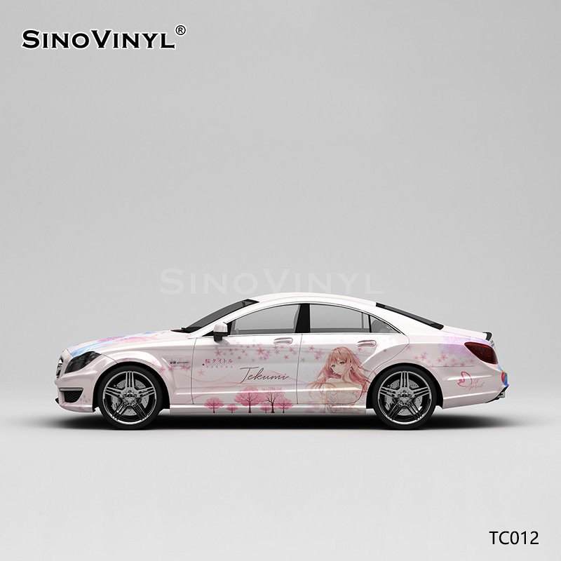 TC012 Customized Japanese Cherry Blossom Girl Painting Car Wrap Sticker