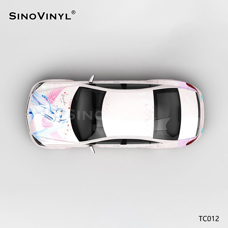 TC012 Customized Japanese Cherry Blossom Girl Painting Car Wrap Sticker