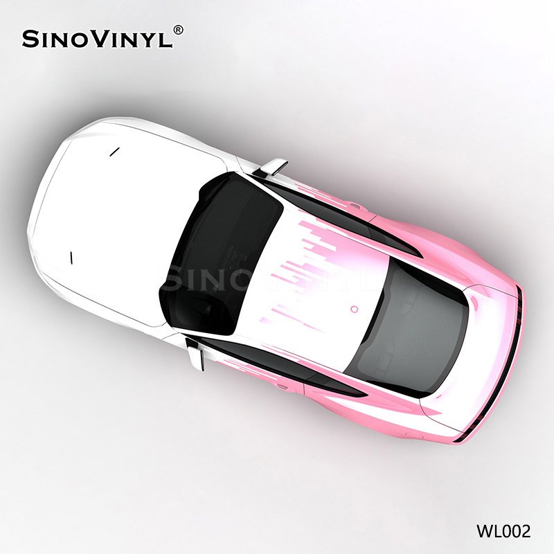 WL002 White Pink Lines Vehicle Sticker Printing Customized Car Vinyl Wrap