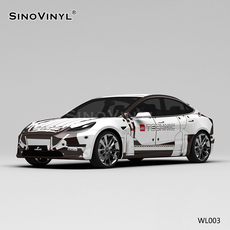 WL002 White Lego Bricks Self Adhesive Film Printing Premium Car Wrap