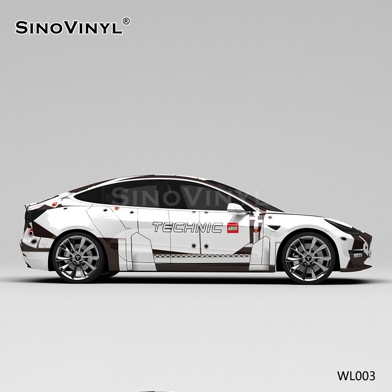 WL002 White Lego Bricks Self Adhesive Film Printing Premium Car Wrap