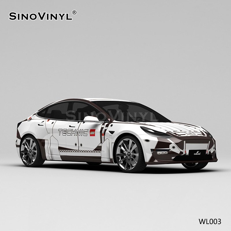 WL002 White Lego Bricks Self Adhesive Film Printing Premium Car Wrap