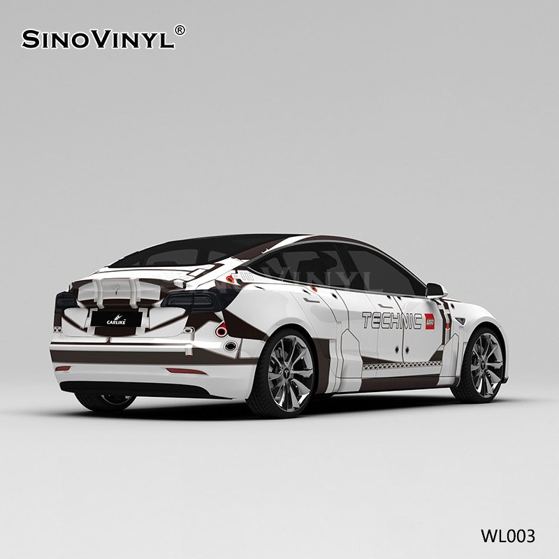 WL002 White Lego Bricks Self Adhesive Film Printing Premium Car Wrap