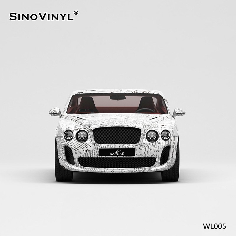 WL005 Newspaper Painting Self Adhesive Vinyl Customized Car Vinyl Wrap