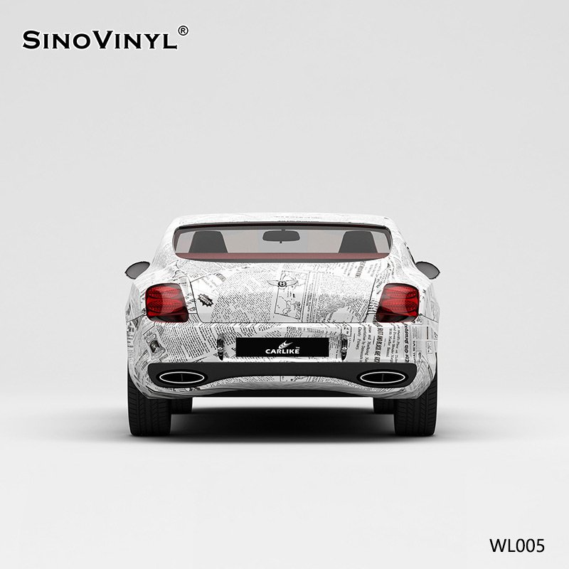 WL005 Newspaper Painting Self Adhesive Vinyl Customized Car Vinyl Wrap