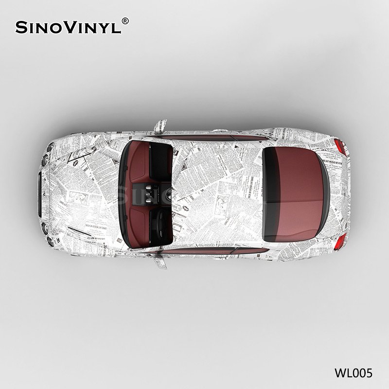 WL005 Newspaper Painting Self Adhesive Vinyl Customized Car Vinyl Wrap