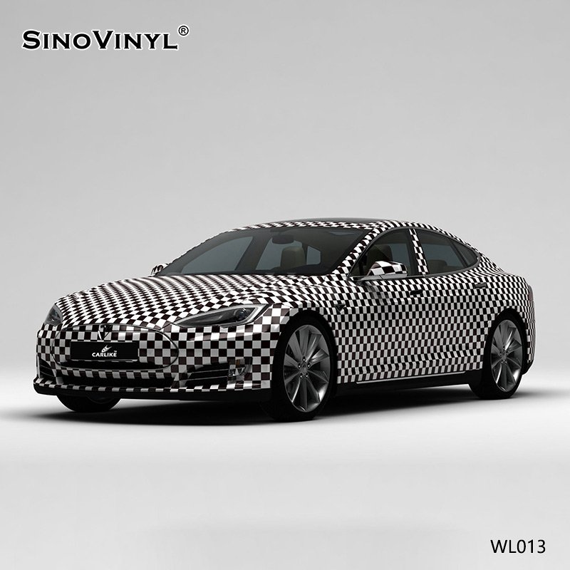 WL013 Black And White Plaid Car Color Change Film Customized PVC Vinyl Film