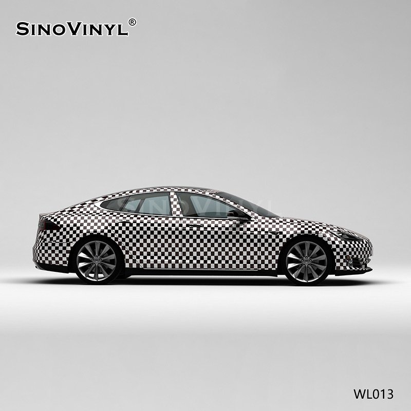 WL013 Black And White Plaid Car Color Change Film Customized PVC Vinyl Film