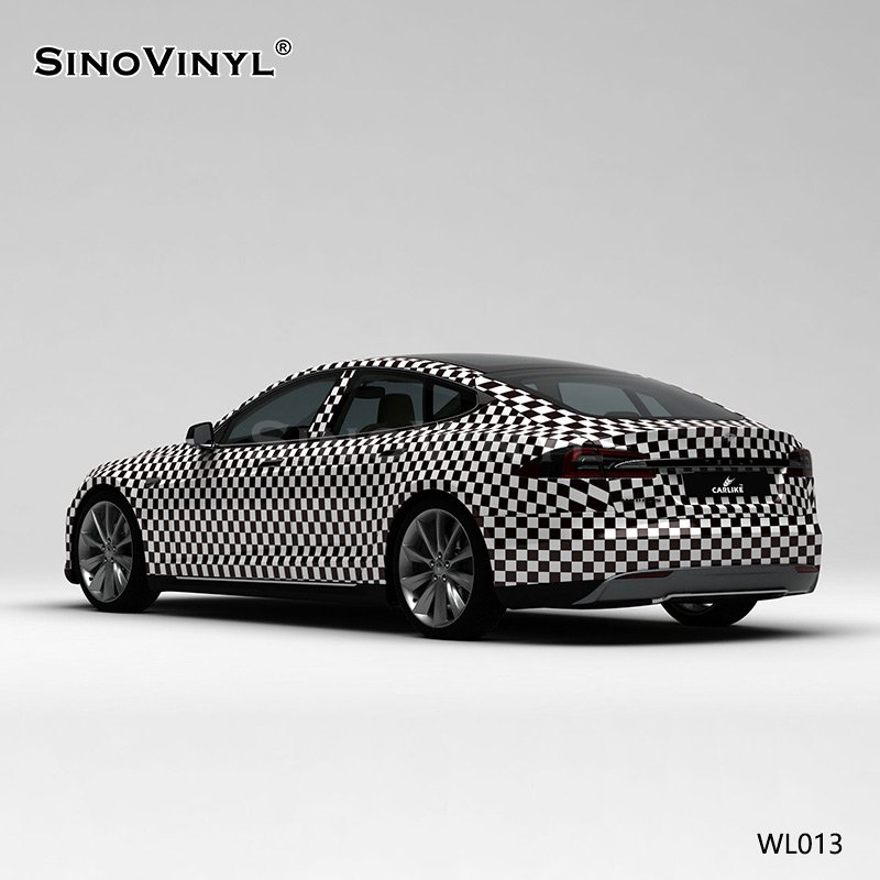 WL013 Black And White Plaid Car Color Change Film Customized PVC Vinyl Film