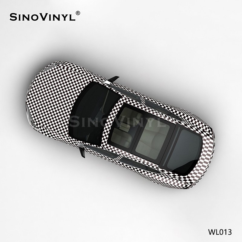 WL013 Black And White Plaid Car Color Change Film Customized PVC Vinyl Film