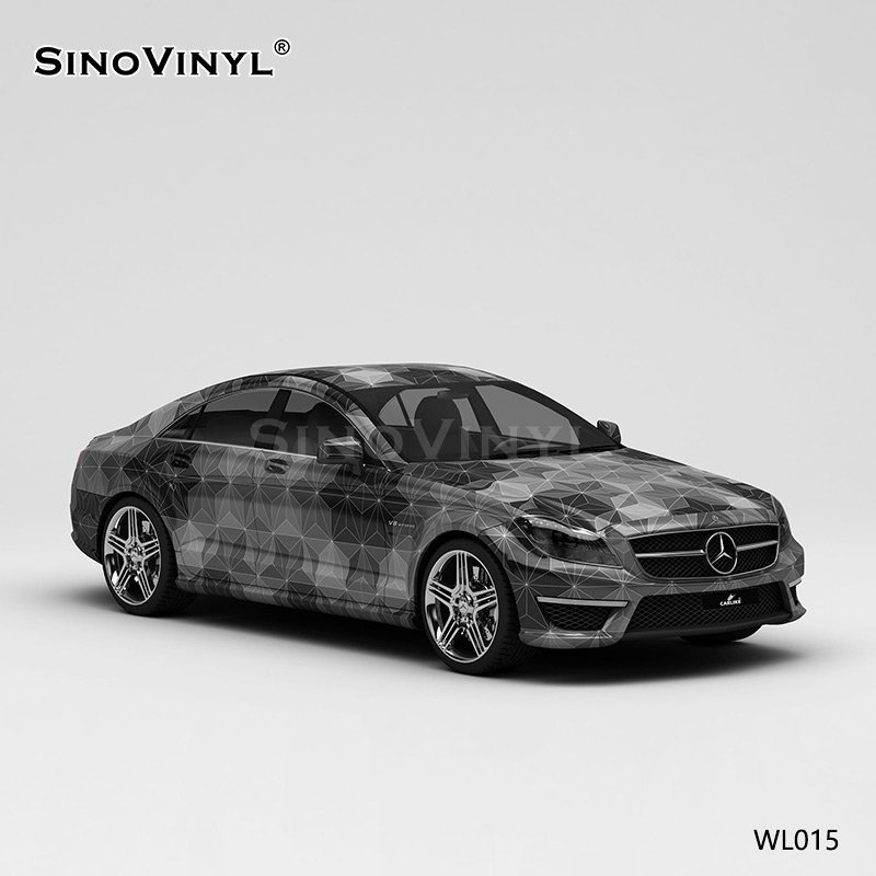 WL015 Black And Gray Triangle Lattice Shading Printing Car Wrapping Vinyl Sticker