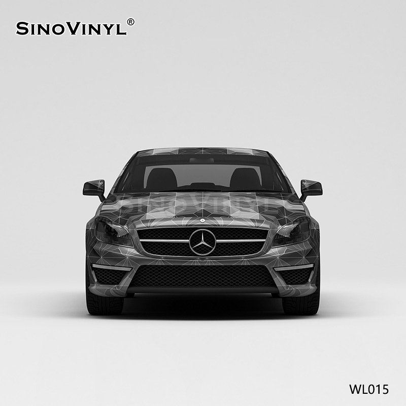 WL015 Black And Gray Triangle Lattice Shading Printing Car Wrapping Vinyl Sticker