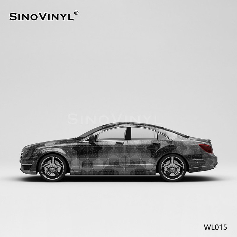 WL015 Black And Gray Triangle Lattice Shading Printing Car Wrapping Vinyl Sticker