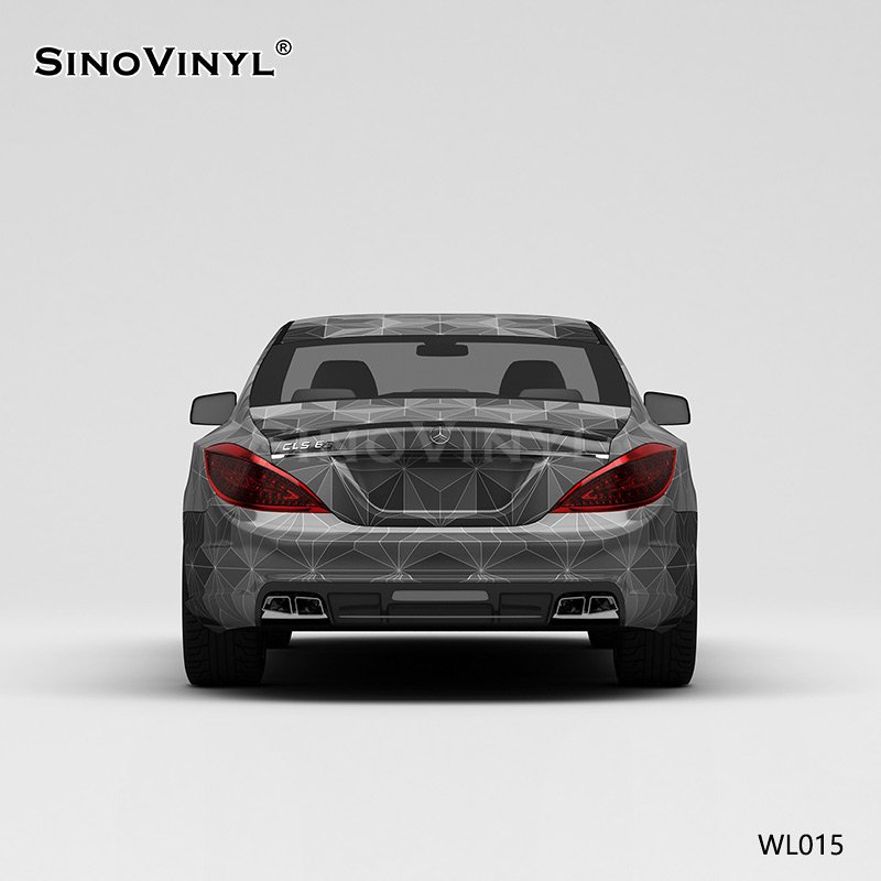 WL015 Black And Gray Triangle Lattice Shading Printing Car Wrapping Vinyl Sticker