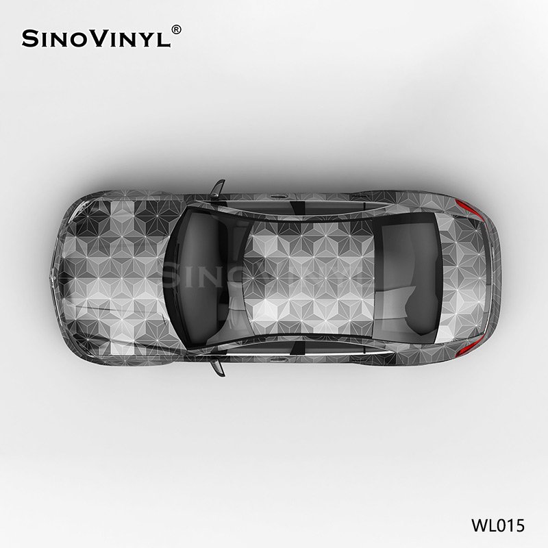 WL015 Black And Gray Triangle Lattice Shading Printing Car Wrapping Vinyl Sticker