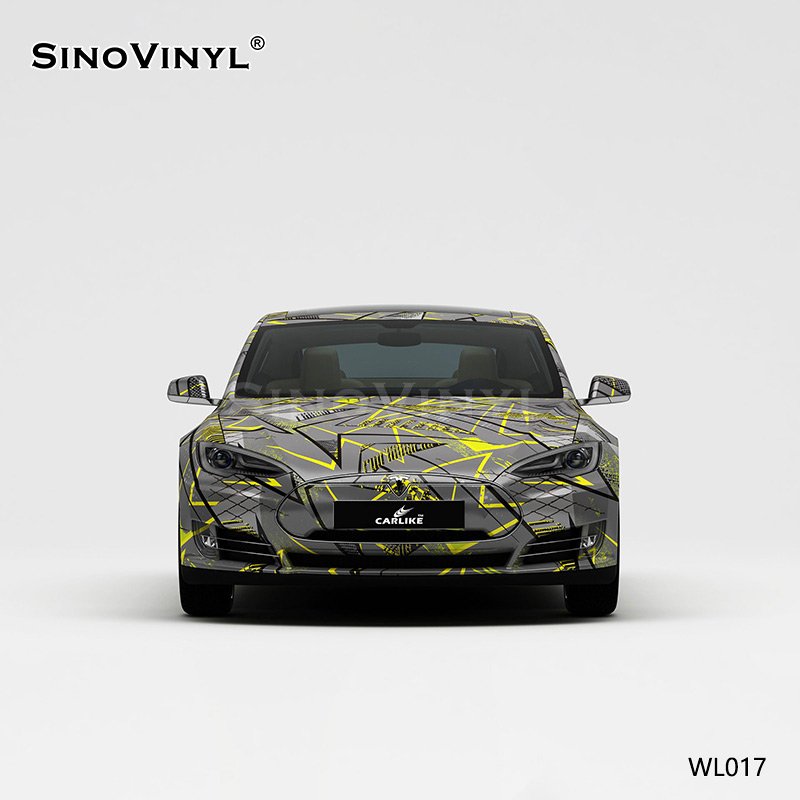 WL017 Black And Yellow Lines On A Gray Background Car Color Change Paper