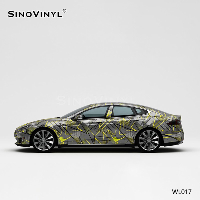 WL017 Black And Yellow Lines On A Gray Background Car Color Change Paper