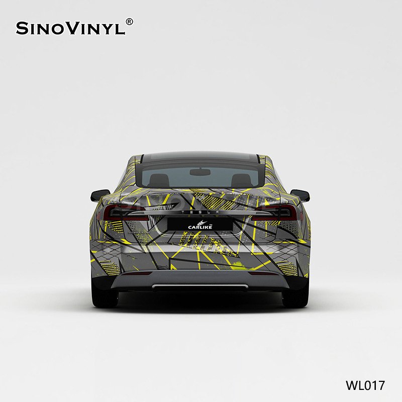 WL017 Black And Yellow Lines On A Gray Background Car Color Change Paper