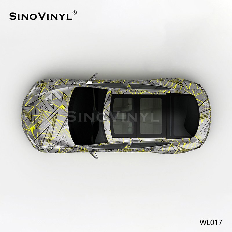 WL017 Black And Yellow Lines On A Gray Background Car Color Change Paper