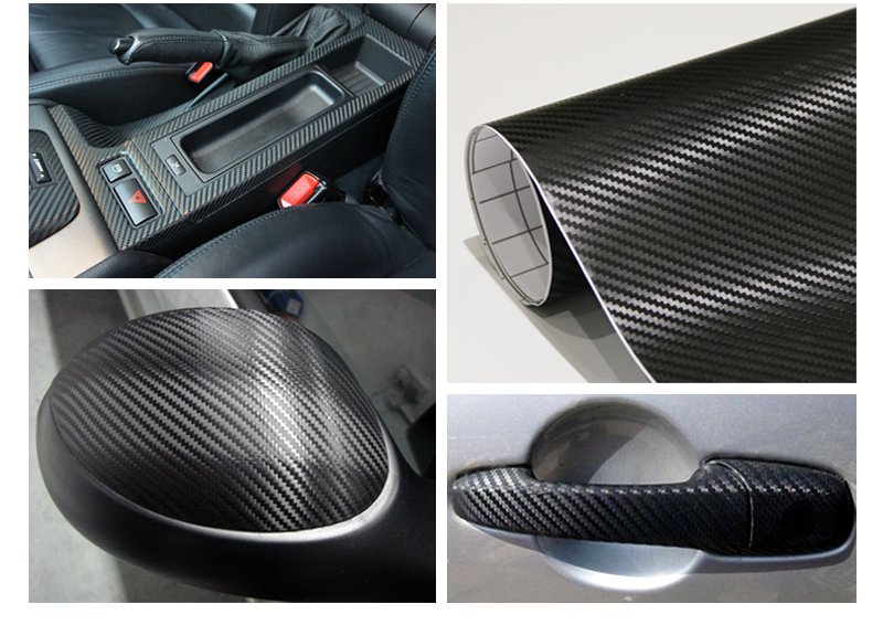 BLack Matte Self Adhesive 3D Carbon Fiber Vinyl Car Body Sticker
