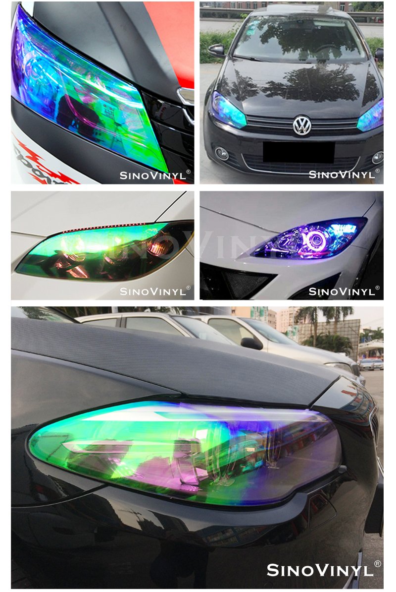 Chameleon Car Head Light Rainbow Vinyl Roll Transparent Car Headlight Tint Film