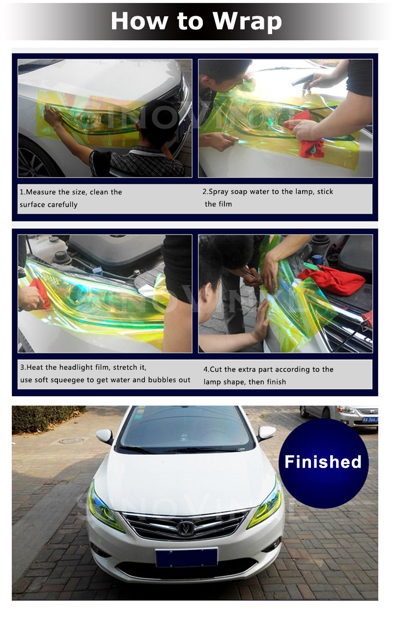 Chameleon Car Head Light Rainbow Vinyl Roll Transparent Car Headlight Tint Film