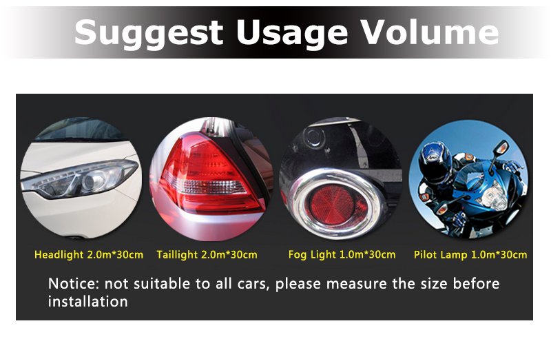 High Quality Car Headlight Decal PVC Material Glitter Light Black Car Tint Film