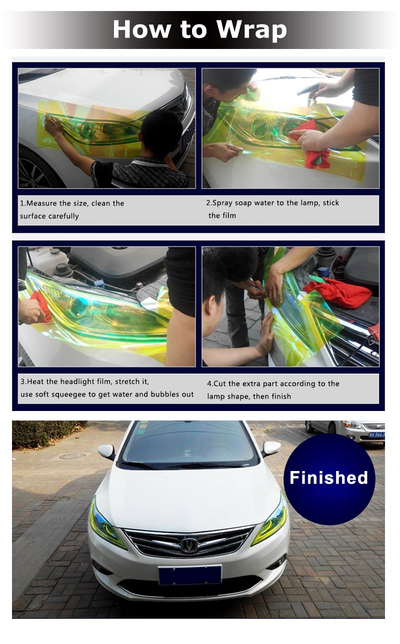 High Quality Car Headlight Decal PVC Material Glitter Light Black Car Tint Film