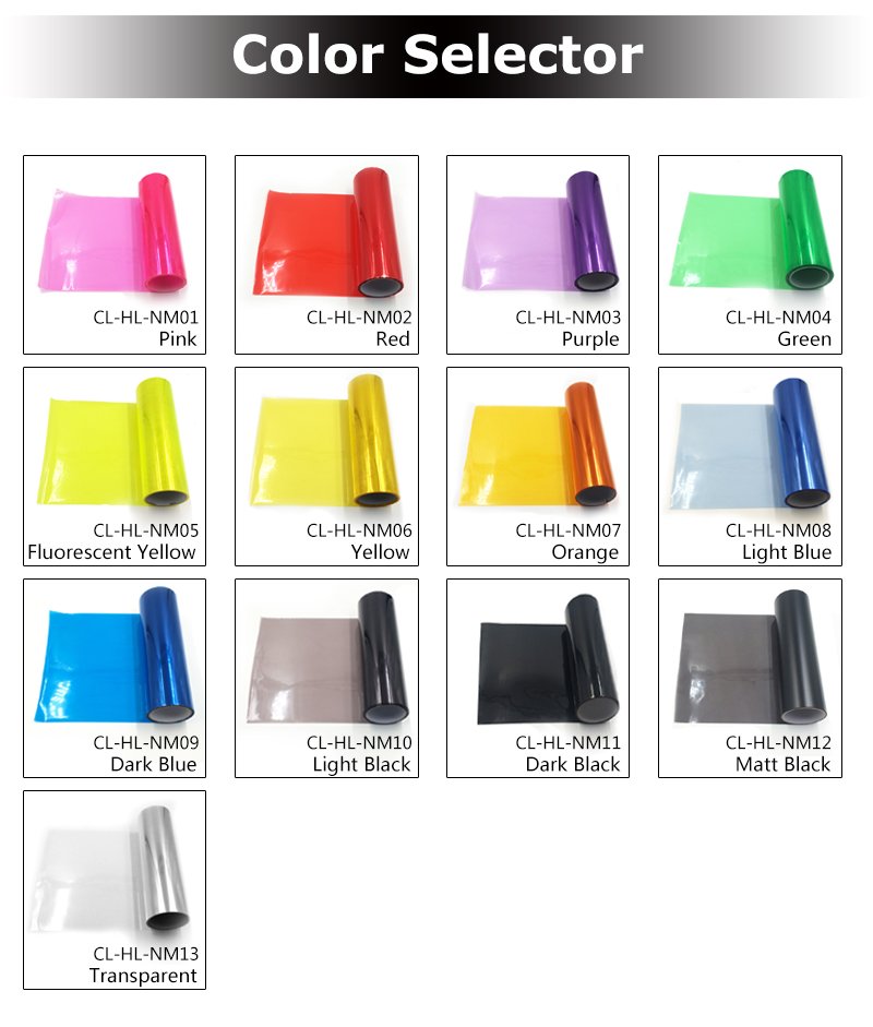 Car Decoration Headlight And Taillights Film Solid Color Light Tint Film