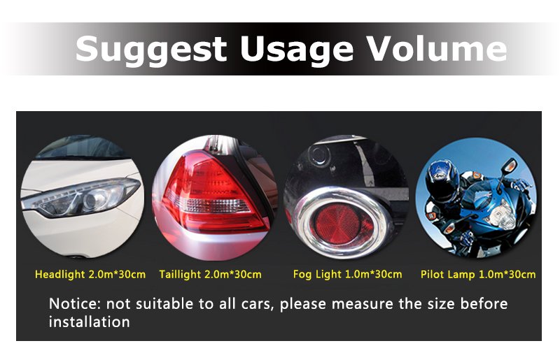 Car Decoration Headlight And Taillights Film Solid Color Light Tint Film