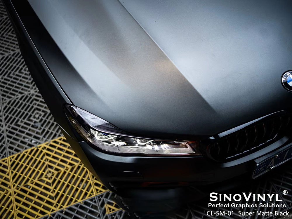 Super Stretchable Satin Black Auto Vinyl Wrap Film Automobiles Car