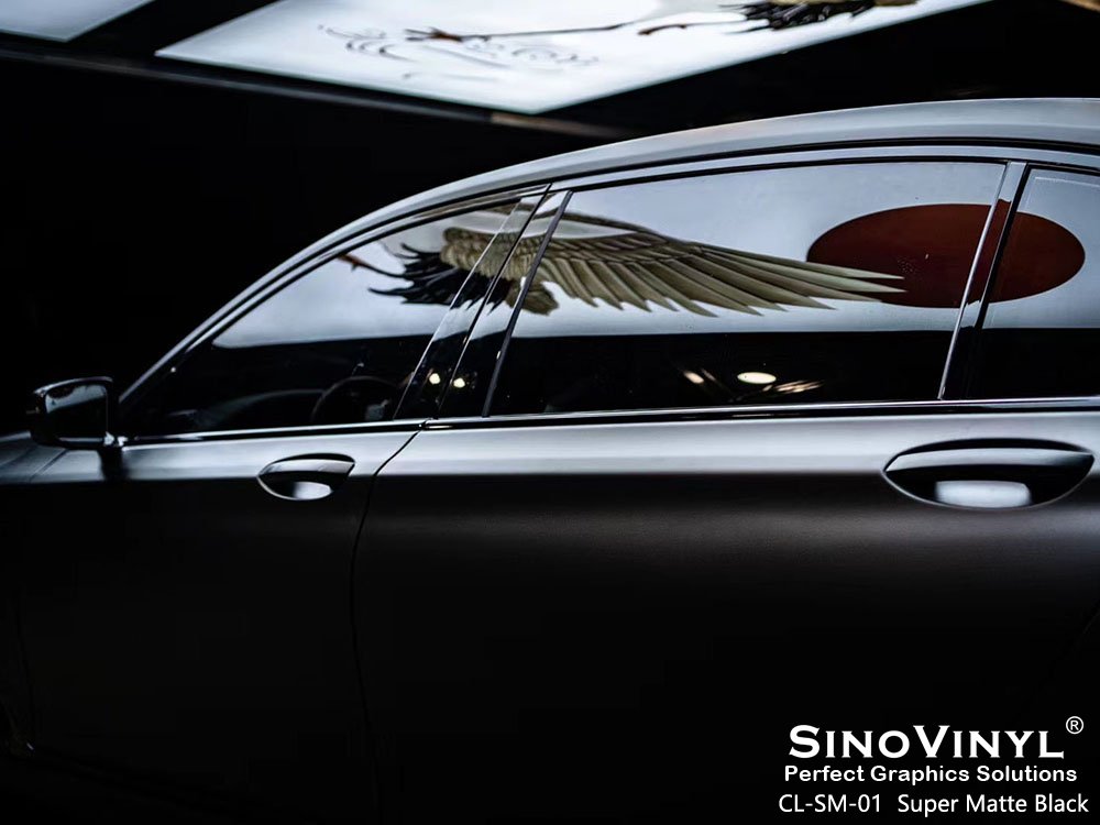 Super Stretchable Satin Black Auto Vinyl Wrap Film Automobiles Car