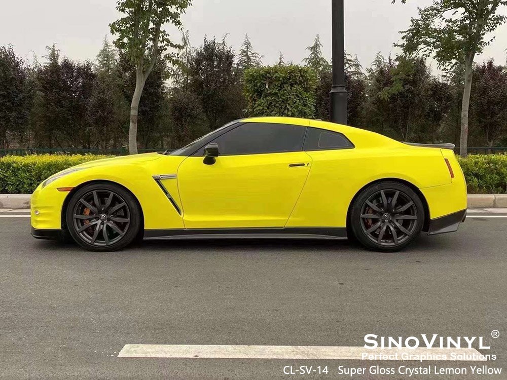 Car Vinyl Film Roll Crystal Lemon Yellow Glossy Body Protective Film