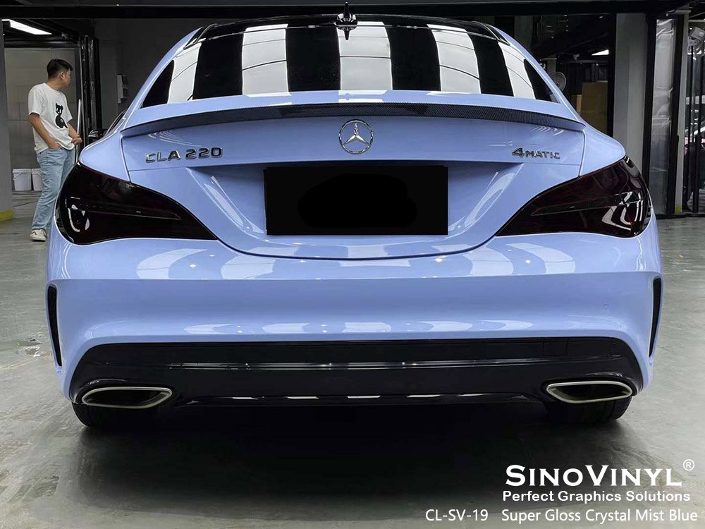 Super Glossy Crystal Vinyl Film Blue For Automobiles Body Wrapping