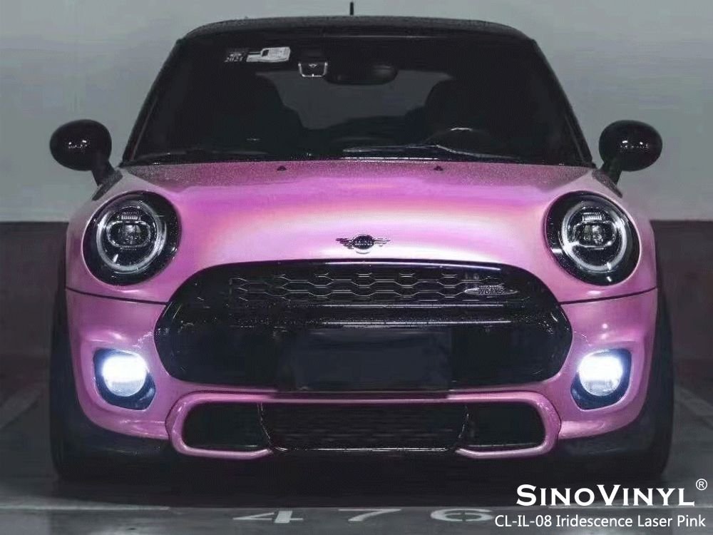 Car Body Decoration Sticker Gloss Rainbow Laser Pink Removable Vinyl Car Wrap